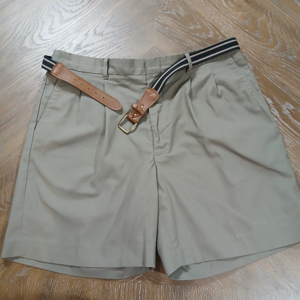 Knightsbridge‎ Men Shorts Sz 36 Belted Pleated Front Polyester Cotton